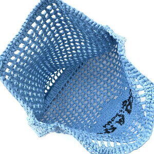 Prada Blue Crochet Shoulder Net Tote Bag